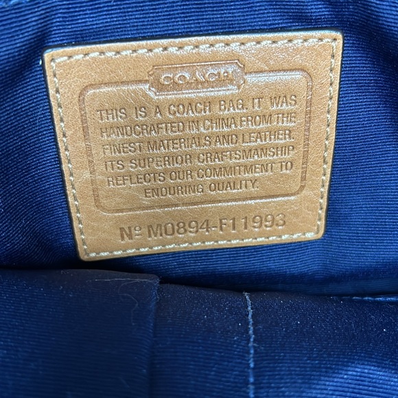 COACH Hampton aqua blue and white double handles nylon/satin satchel.  #F11993 - Picture 2 of 15